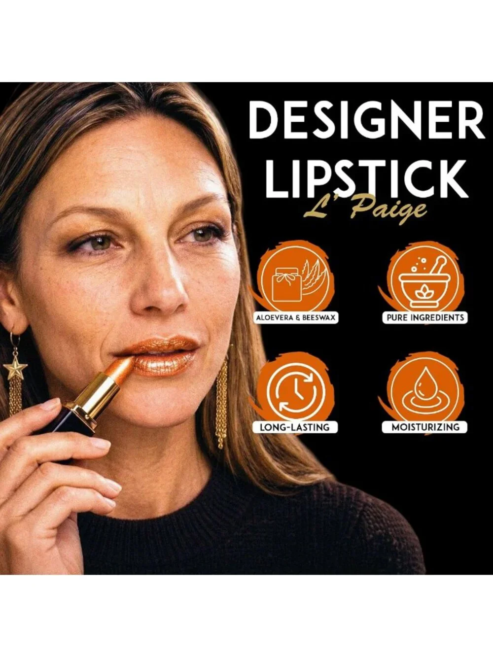Frosted Copper Metallic Lipstick | Aloe Vera Moisturizing | Long-Lasting Warm